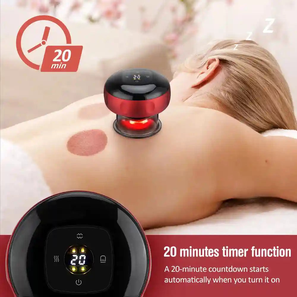 Electric Cupping Massager: 12-Gear Heat Therapy for Muscle Relief Massage Roller Tidesmit