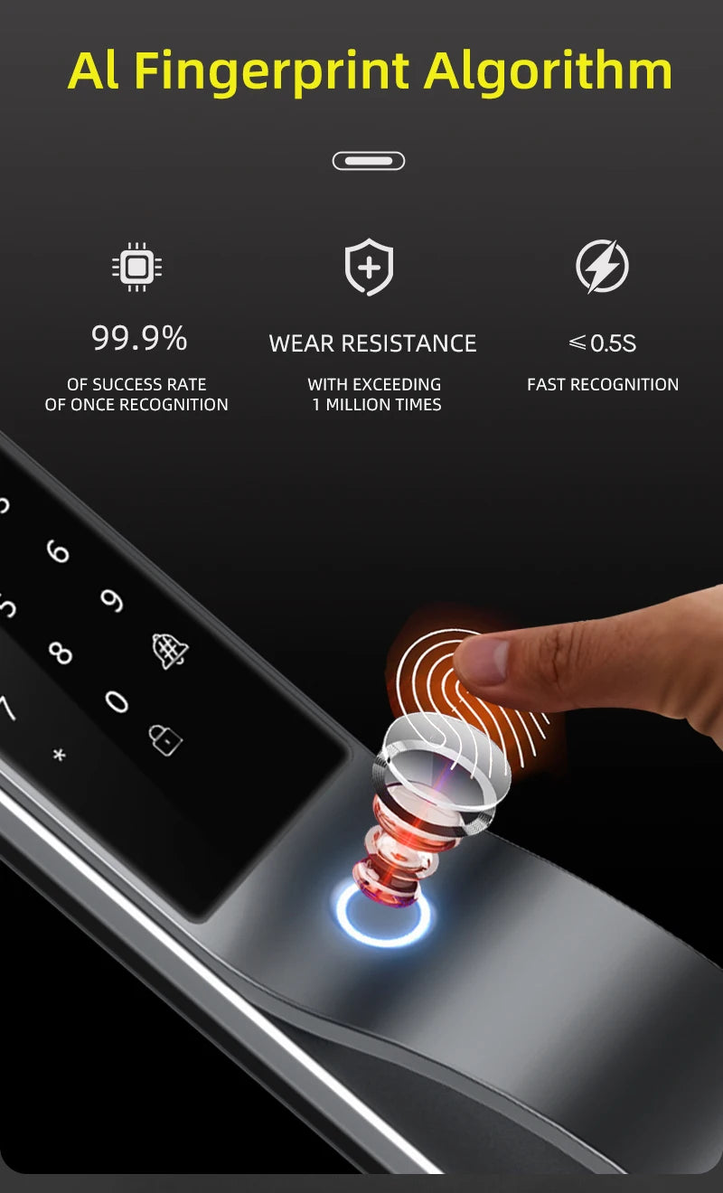 3D Face Recognition Digital Door Lock Unlock Smart Lock With Camera FIngerprint Password Unlock Keyless Electronic Door Lock