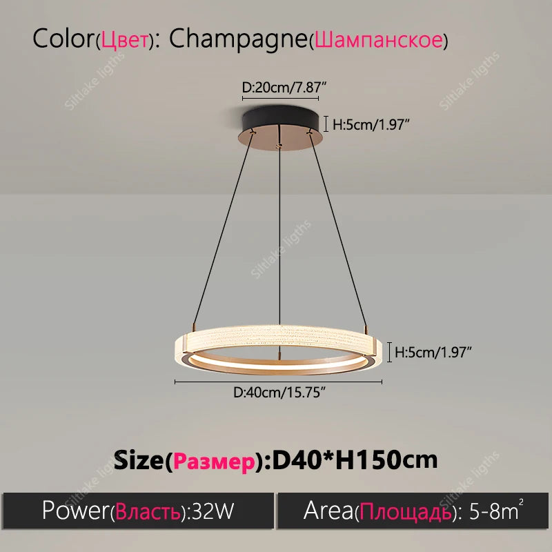 Modern Round LED Ring Light – Adjustable Minimalist Pendant 40-80cm Type C 40cm Tidesmit