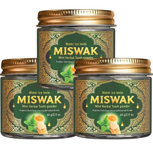 Tidesmit Miswak Mint herbal tooth powder for teeth whitening and deep cleansing with collagen and hyaluronic acid