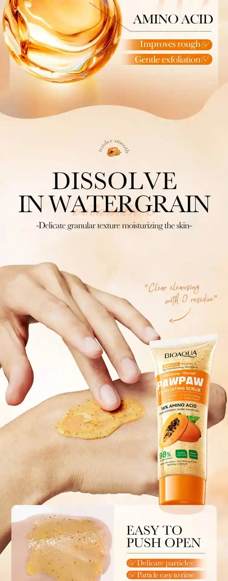 Papaya Vitamin C Exfoliating Scrub 100g - Natural Salon-Quality Deep Cleansing Scrubs Treatments Tidesmit