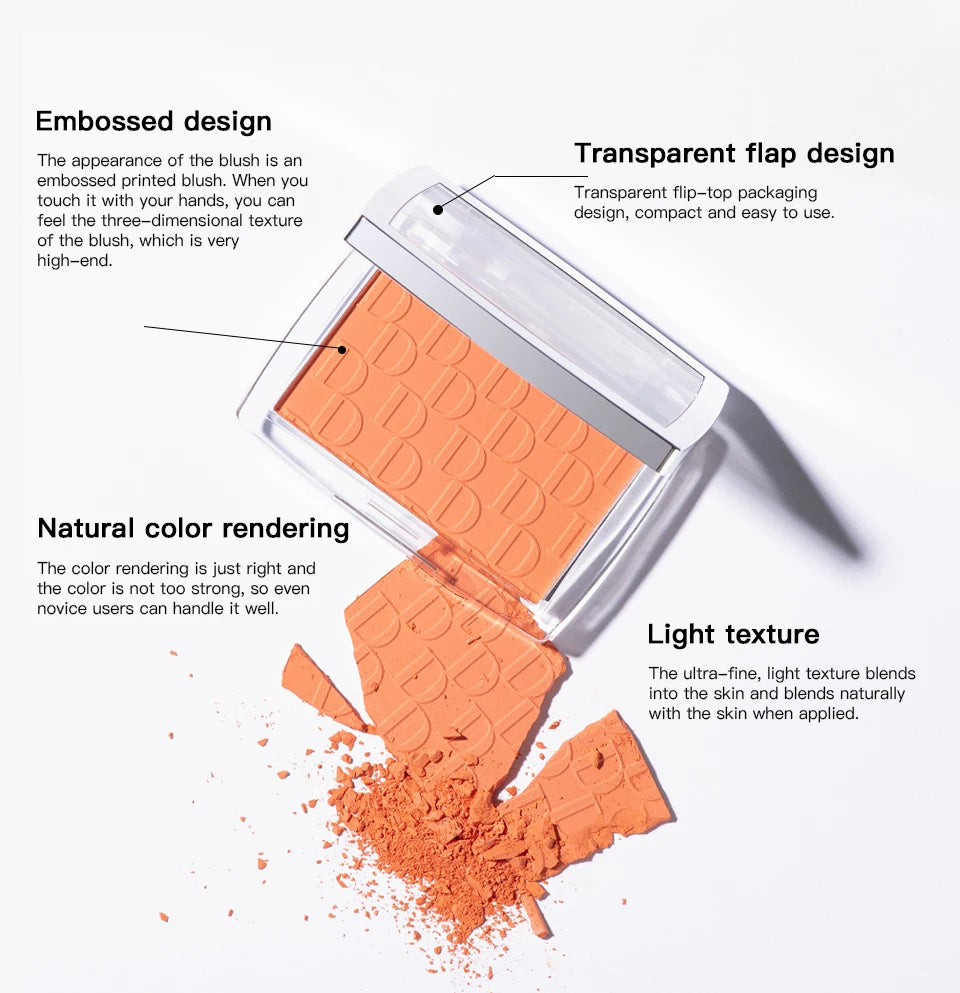 Tidesmit matte peach blush palette showing natural waterproof face contour and rouge shade swatch detail view