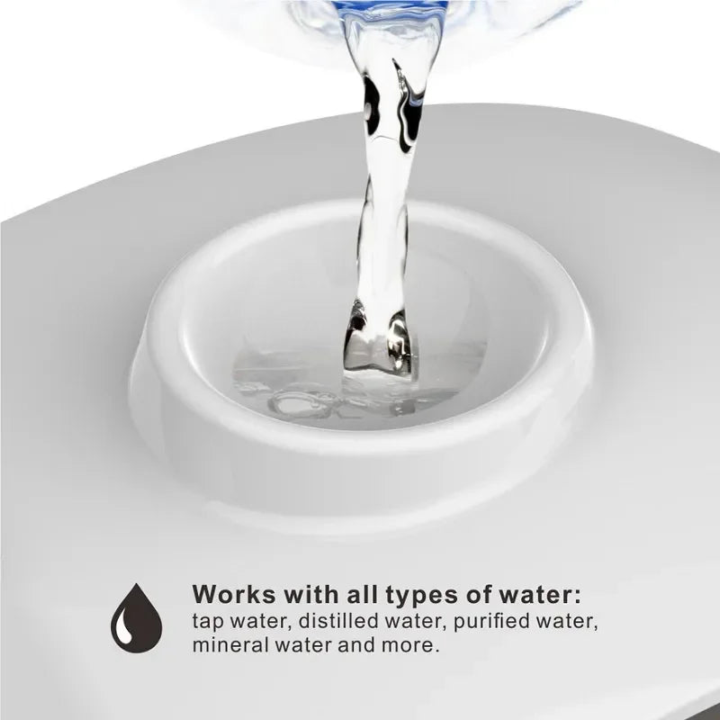 Water pouring into a professional ozone facial steamer tank for skin cleansing, moisturizing, and pore tightening.