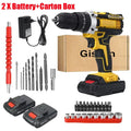 Wiredless Impact Drill Screwdriver Rechargeable Battery Cordless Hammer Drill 25+3Torque Setting Electric Screwdriver Power Tool
