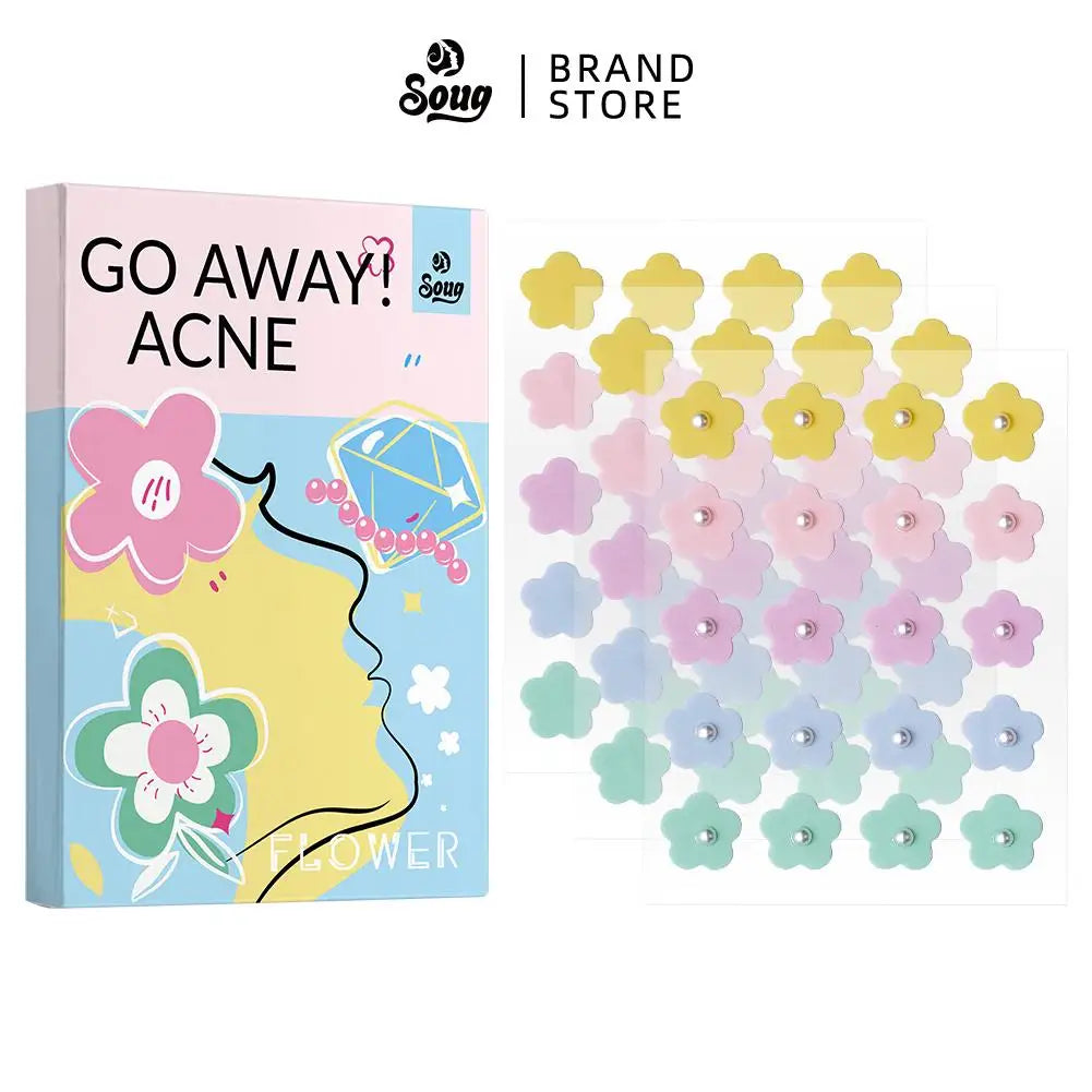Multicolored Flower-shaped Hydrogel Acne Patch With Pearl/diamond