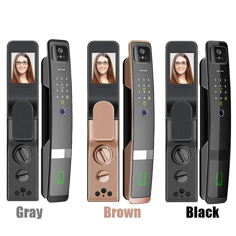 WiFi Tuya APP English/Russian/Spanish/Portuguese Voice Digital 3D Face Recognition Fingerprint Smart Door Lock
