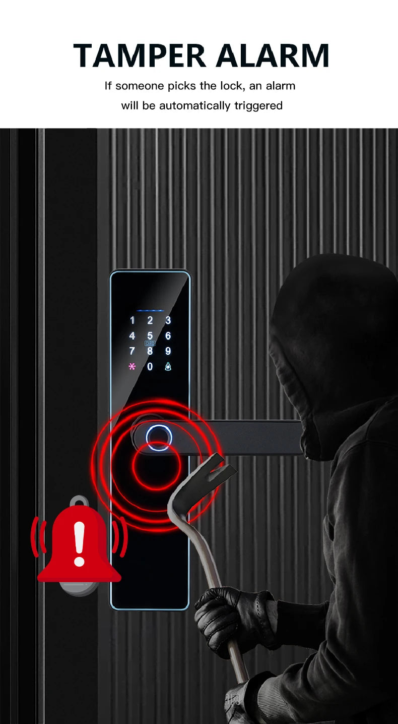 2026 New WiFi Tuya APP Smart Door Lock Remote Unlocking Digital Electronic Smart Home Wooden Door Lock Fingerprint Sound Quiet