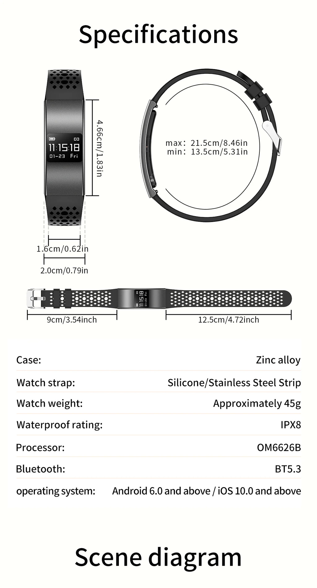 B9 3.5mm Ultra Thin Smart Bracelet Men Women IP68 Waterproof Call Reminder Fitness Sport Smart Band Lightweight Health Wristband