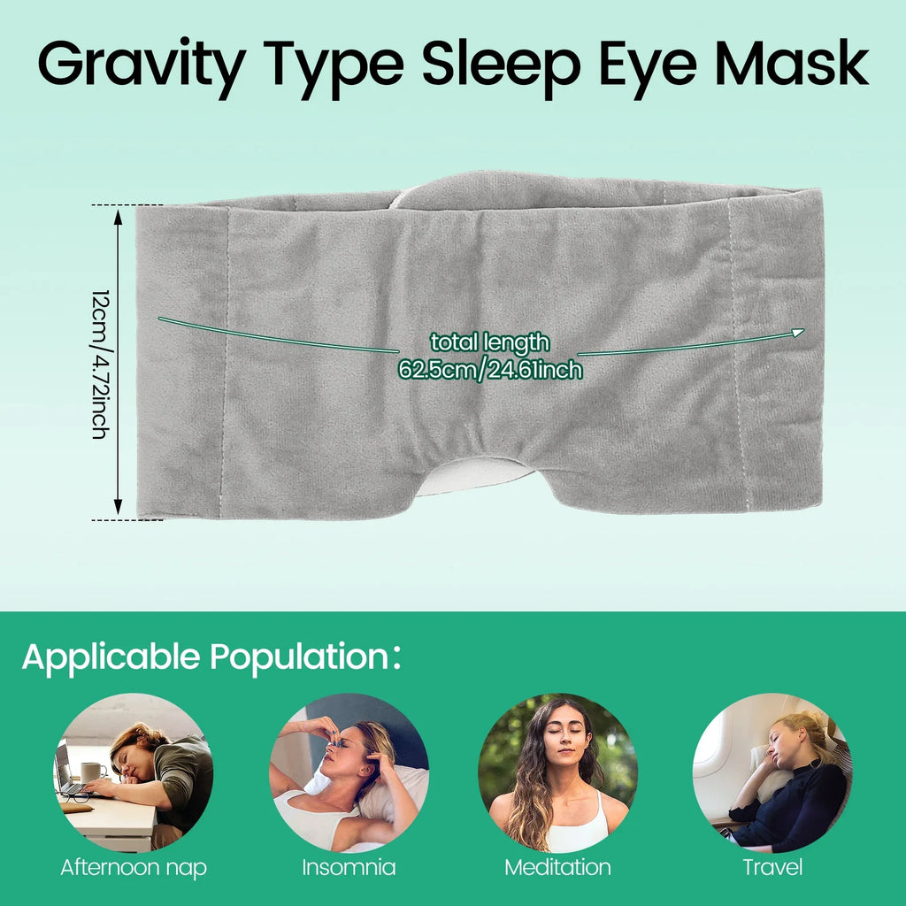 Weighted Eye Mask Soft Breathable Blackout Sleep Mask with Adjustable Sticky Strap Removable Weighted Eye Cover for Sleeping