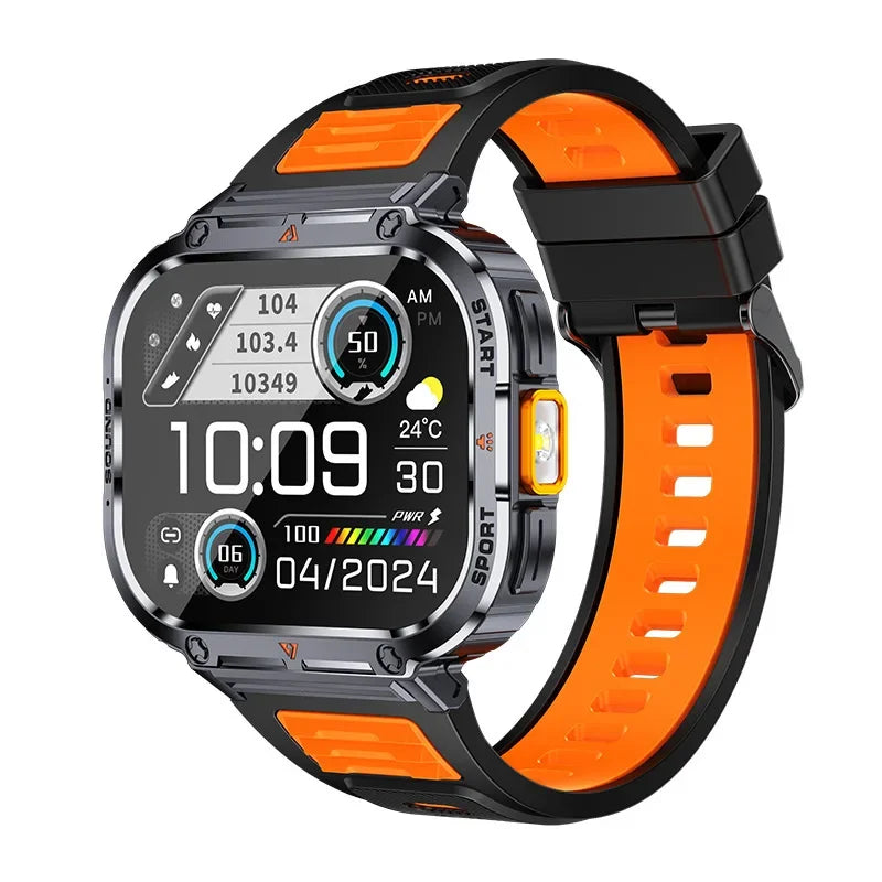 New Smart Watch Men LED Light Flashlight BT Call Music Player Sport Fitness Bracelet Calories Ultra Large Screen Smartwatch