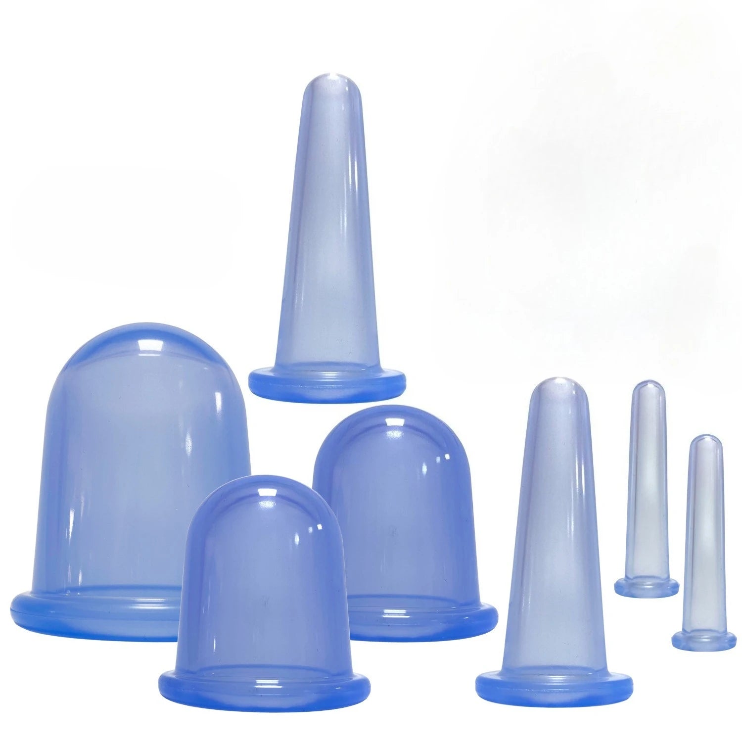 Silicone Vacuum Cupping Set for Facial Lift and Deep Tissue Recovery Back Massage Instrument 7pcs Blue Tidesmit