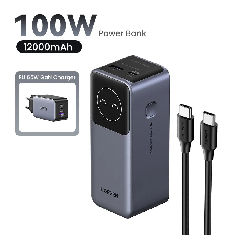 100W Fast Charging Power Bank | 12000mAh Laptop Battery Charger 100W Add EU Charger Tidesmit