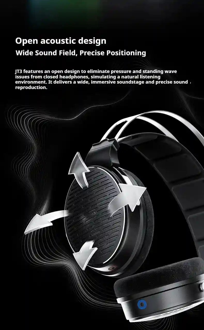 FiiO JT3 Open Back Wired Headphones – HiFi Studio Monitor Sound - Black Tidesmit