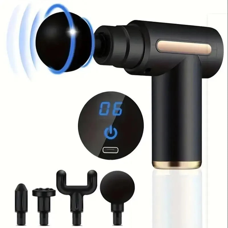 Tidesmit Muscle Massage Gun - Portable Deep Tissue Electric Massager Body Shaping Massage Equipment 6 GEAR BLACK Type C