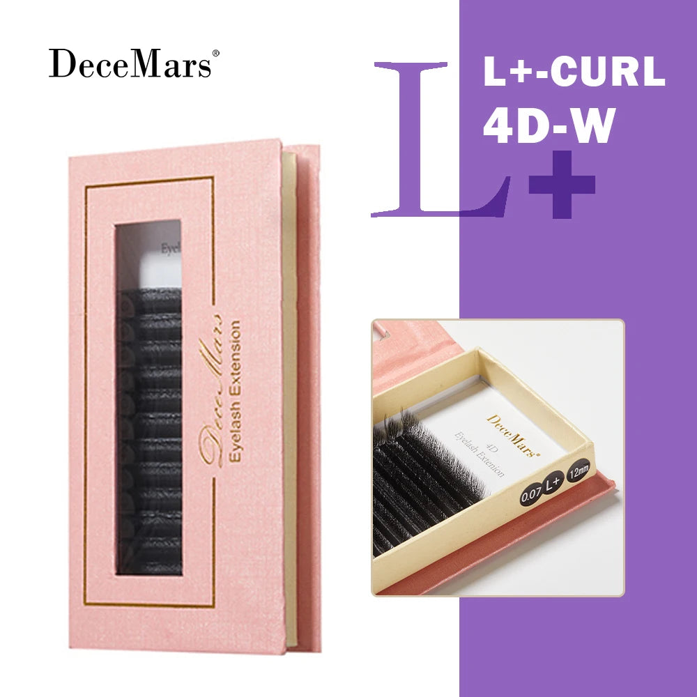 DeceMars L-curl M Curl YY 3D 4D 5D 6D Eyelash Extension 12 Lines for Makeup False Eyelashes 4D L Plus Black 0.07mm Tidesmit