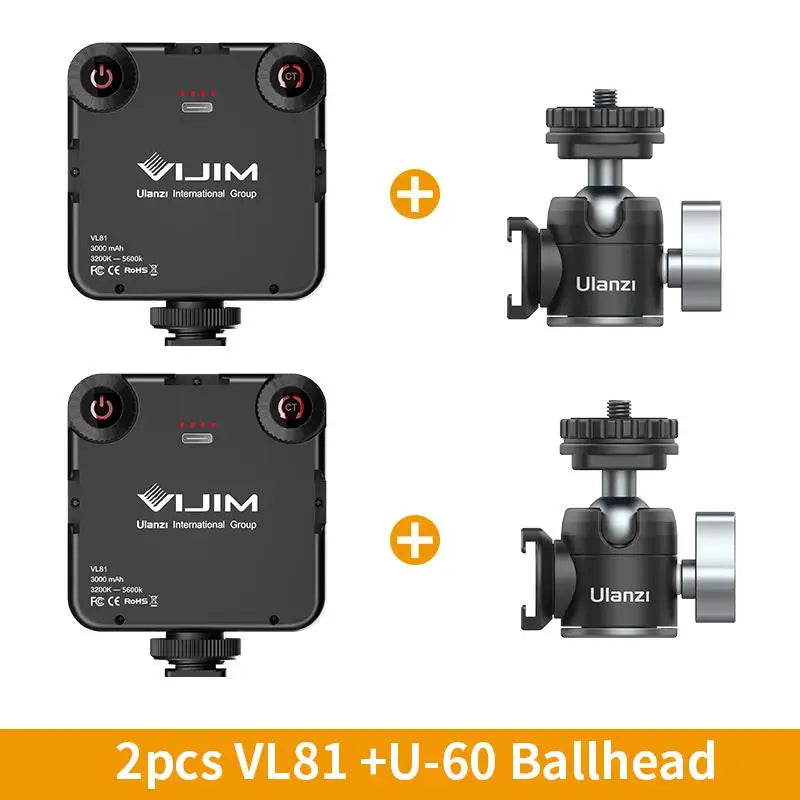 LED Video Light Dimmable Vlog Panel | 3200-5600K Adjustable Color China Mainland 2pcs VL81 U-60 Tidesmit