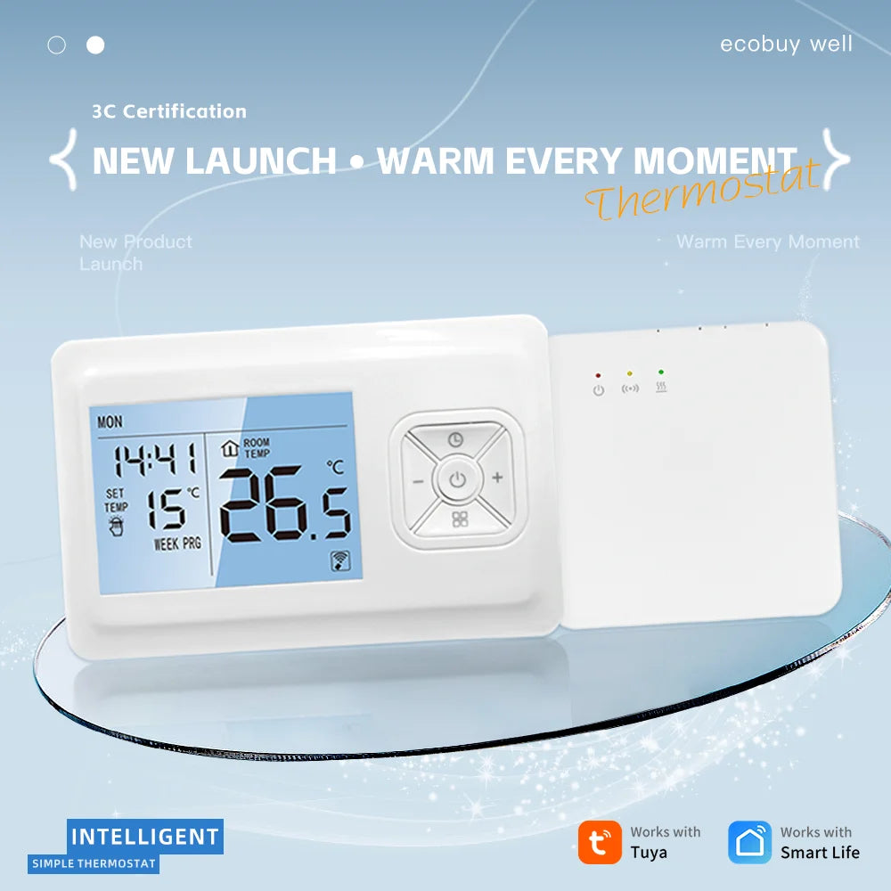 Smart Home Tuya Wifi Thermostat Gas Boiler Wireless Battery Operated Wifi Thermostat Temperature Controller Alexa Home Assistant