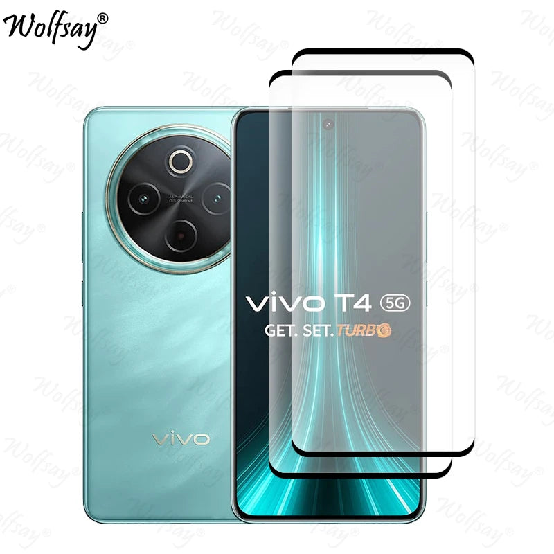 Full Cover Tempered Glass For Vivo T4 5G Screen Protector For Vivo T4 5G Camera Lens Film Glass For Vivo T4 5G Glass 6.77 inch AE 2 Front Glass For Vivo T4 5G Tidesmit