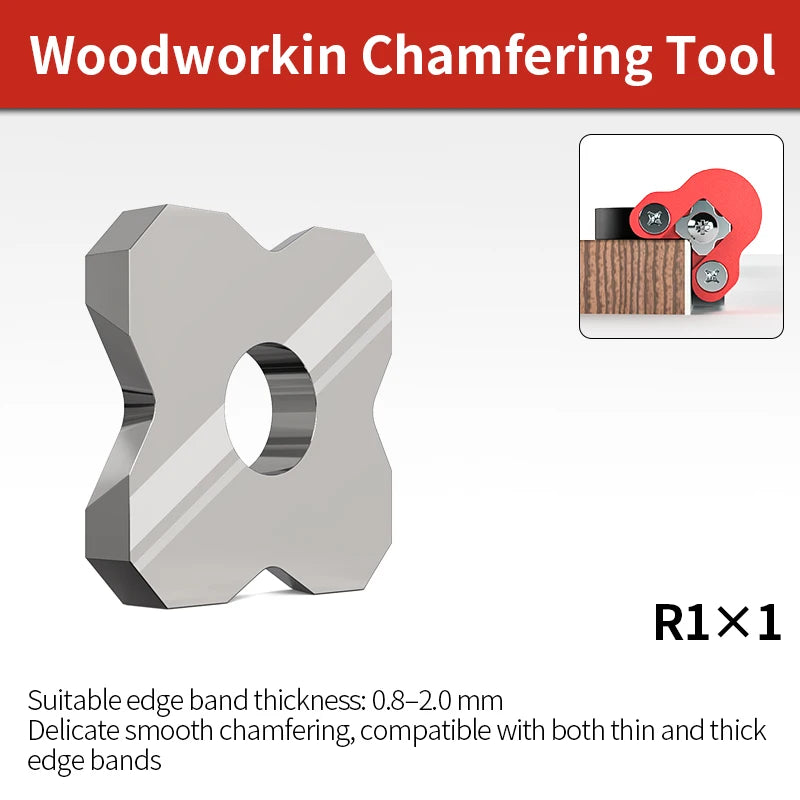 R1 chamfering edge trimming blade, gray metal insert with center hole