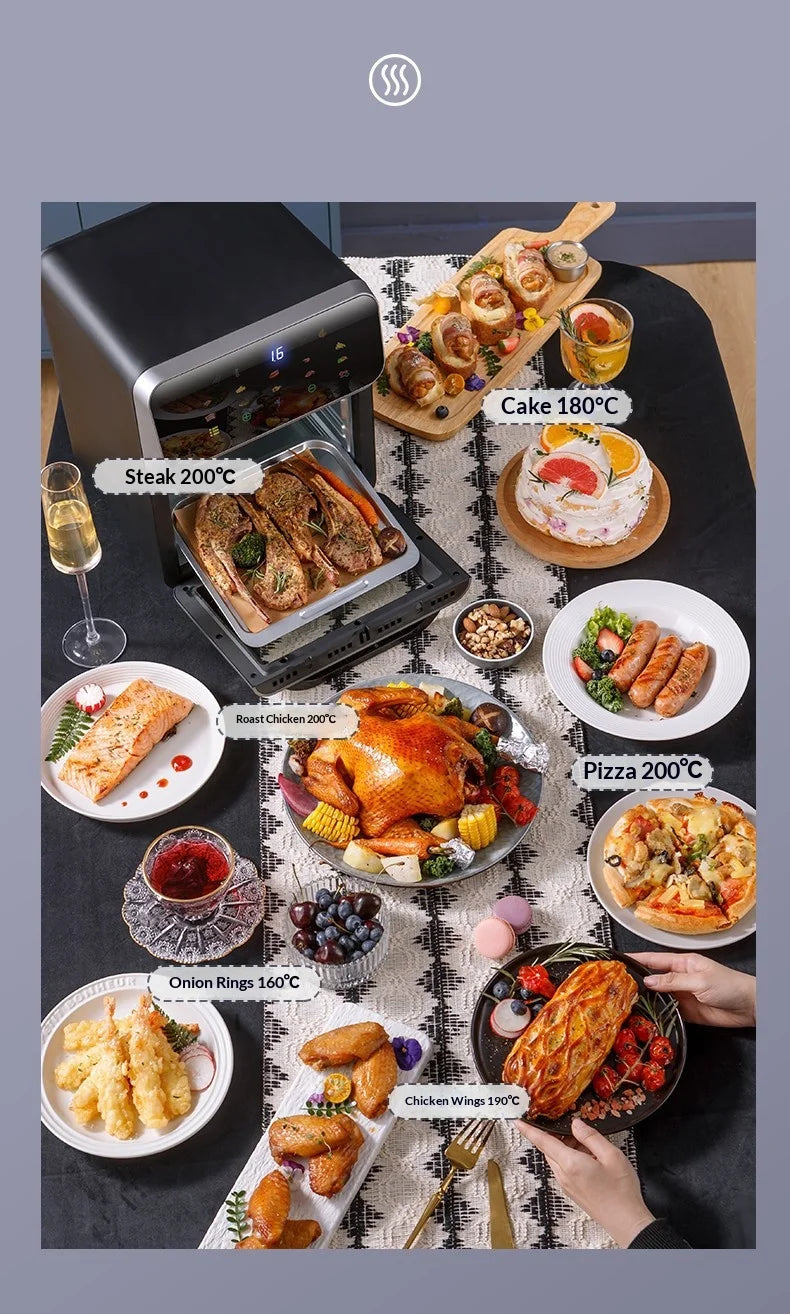 Commercial  Digital  High-quality Smart Electric Square Air Fryer Oven  Touchscreen Display Stainless Steel  for  Household