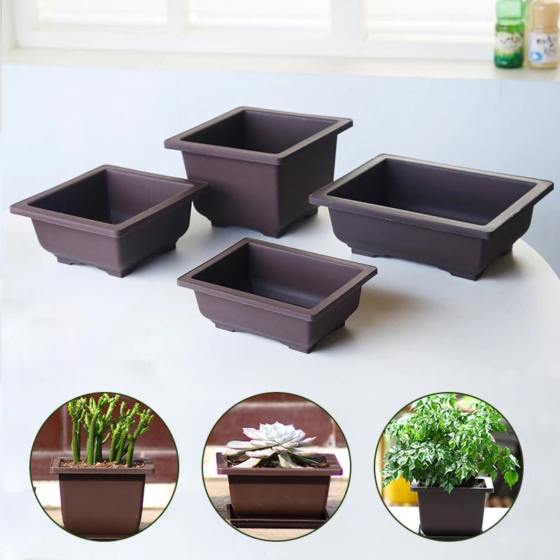 Garden Landscape Bonsai Tray Square Rectangular Flowerpot Succulent Plant Flowerpot Bonsai Pot Small Potted Gardening Supplies