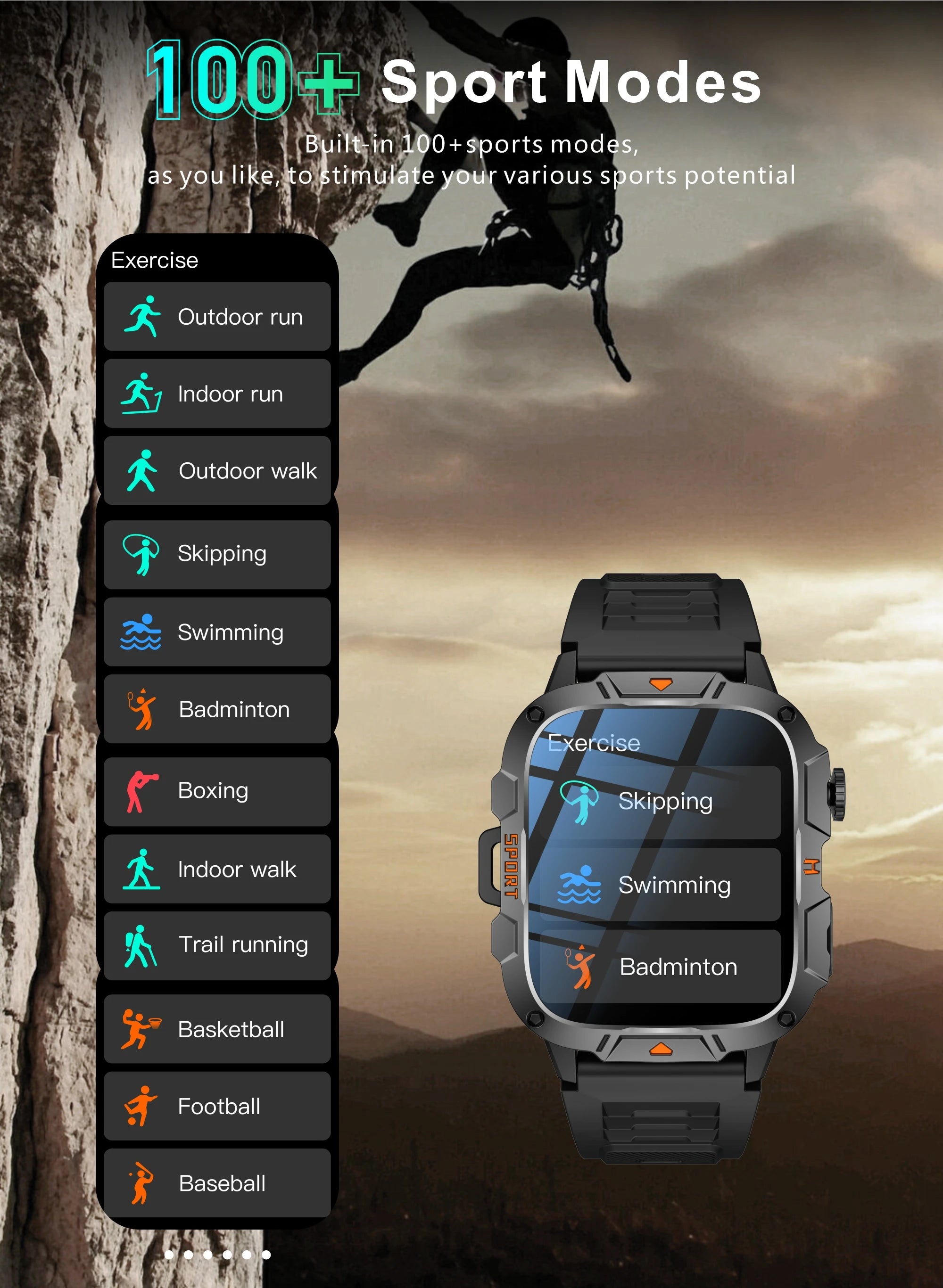 2026 New Military Grade Smart Watch Men 1.96" AMOLED Screen 5ATM Waterproof Sports Fitness Tracker BT Call Smartwatch
