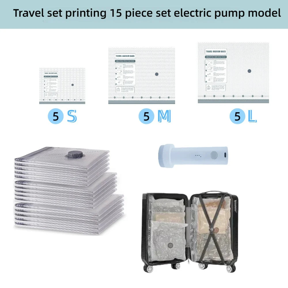 Tidesmit 9-pack travel vacuum seal bags with electric pump for efficient luggage clothing compression