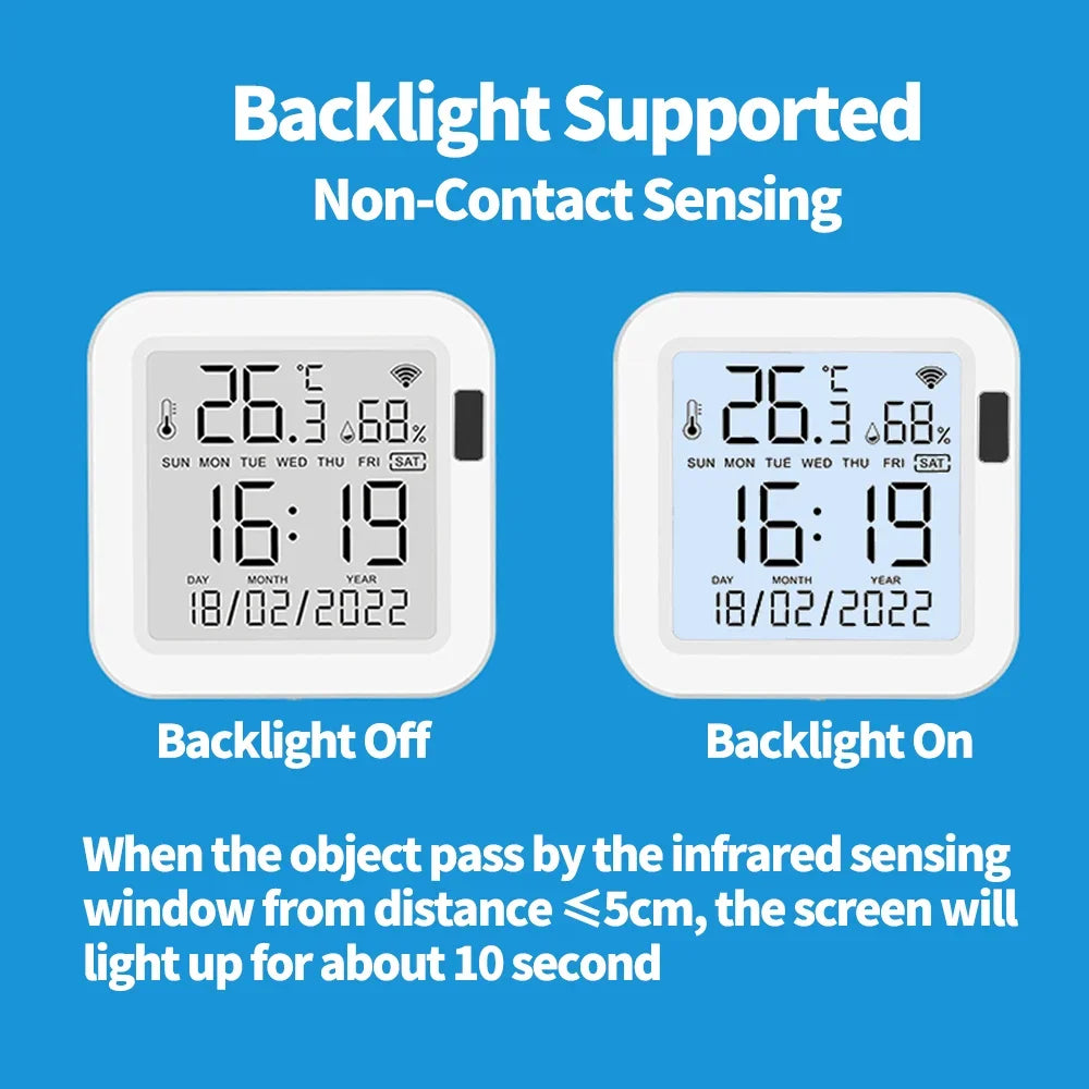 WiFi Temperature Humidity Sensor - Backlit Smart Climate Monitor Tidesmit