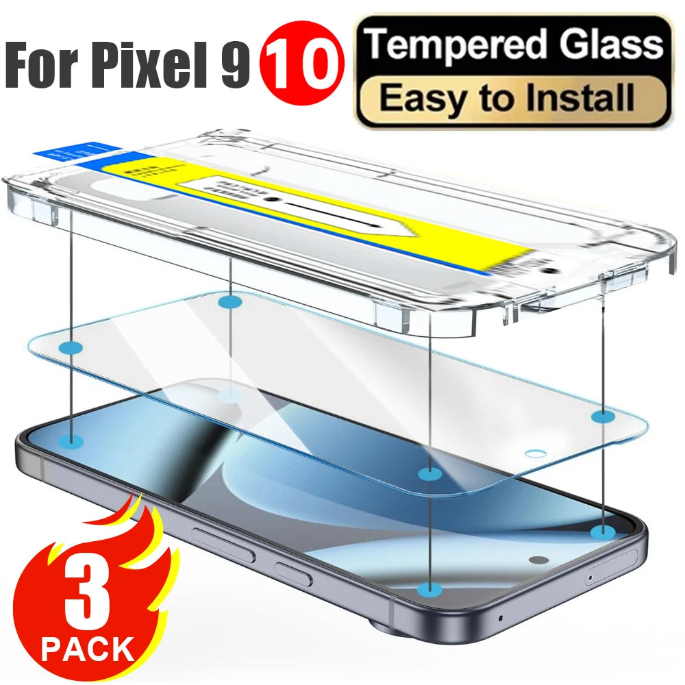 1-3Pcs For Google Pixel 10 9 Pro XL 5G Screen Protector Fingerprint Toughened HD Tempered Glass Dust Free Easy Install Kit Auto - Tidesmit