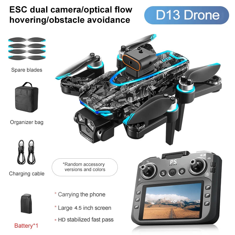4K RC Camera Drone - D13 Foldable GPS Quadcopter with Obstacle Avoidance D13 Dron Tidesmit