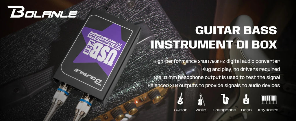 USB Stereo DI Box 24-192kHz Audio Interface with Ground Lift - USB PRO Tidesmit