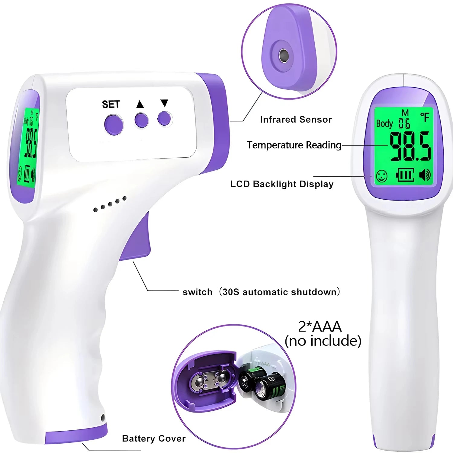 Medcial Forehead Thermometer Fingertip Pulse Oximeter Monitor Blood Oxygen Saturation Meter Pulse Oximeter USB Rechargeale