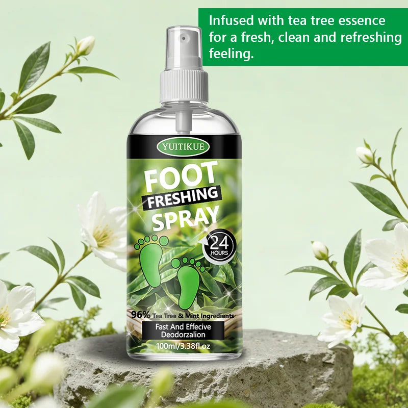 Tidesmit YUITIKUE Tea Tree Foot Freshing Spray, 100ml 24H deodorant spray for effective foot odor control.