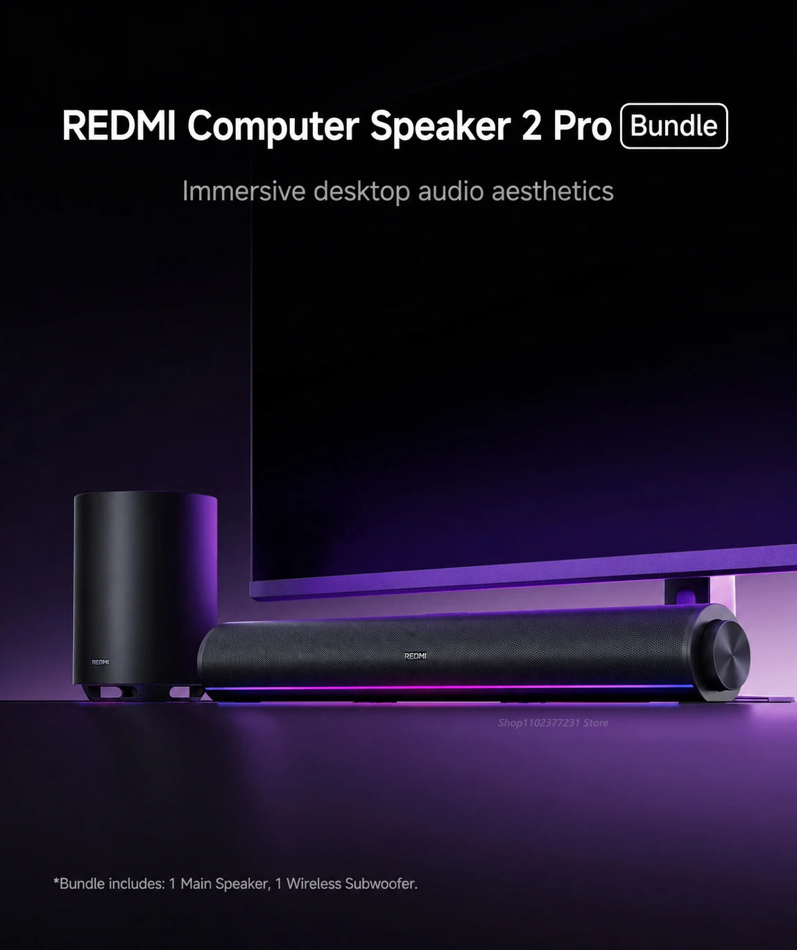 NEW Mijia REDMI Computer Speaker 2 Pro Set Four-Unit Two-Channel Stereo RGB Ambient Light Bluetooth 5.0 Built-in Microphone CN