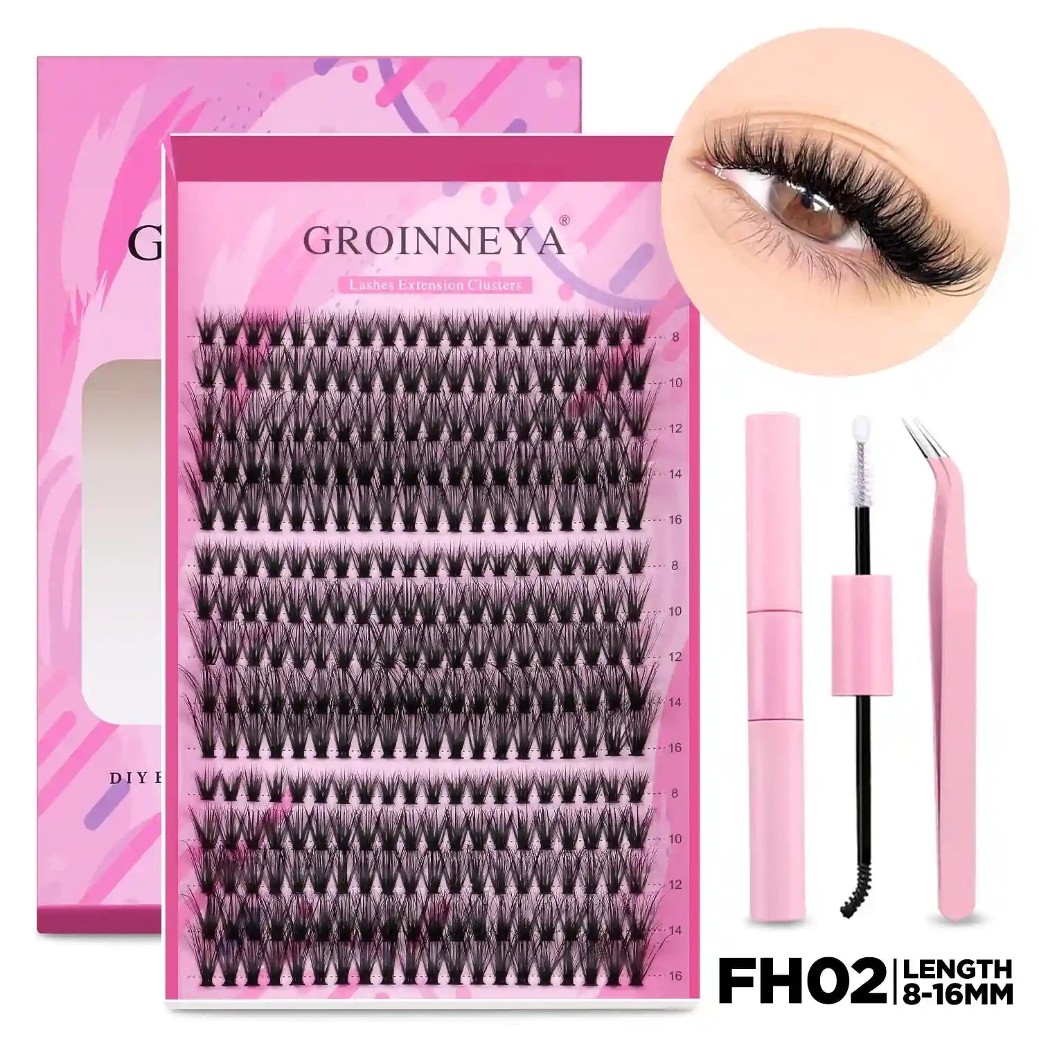 DIY Lash Extension Kit with Bond and Seal - Pro Cluster Set Lip Care Lash Set-FH02 Tidesmit