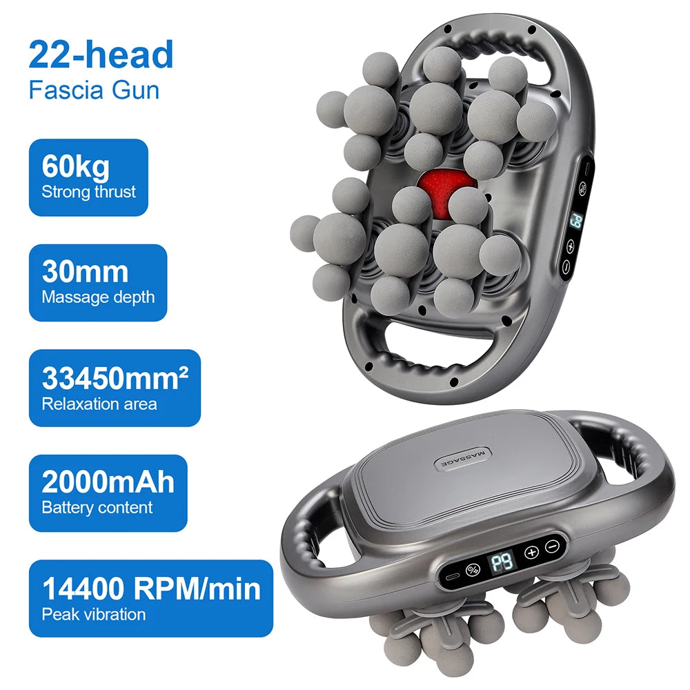 Deep Tissue Massage Gun with 99 Speed Settings and Heat Therapy Back Massage Instrument 32 head 2 Tidesmit