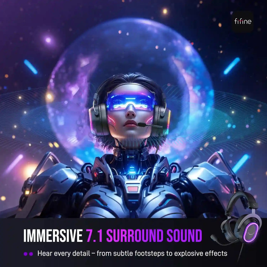 RGB Gaming Headset with 7.1 Surround Sound and Detachable Microphone (H13) Tidesmit
