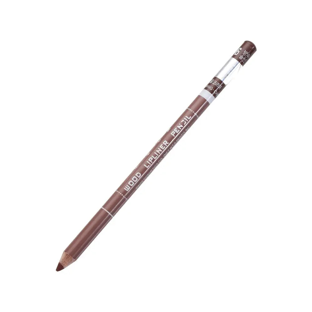 Professional waterproof brown wood lip liner pencil for long-lasting, precise makeup application.