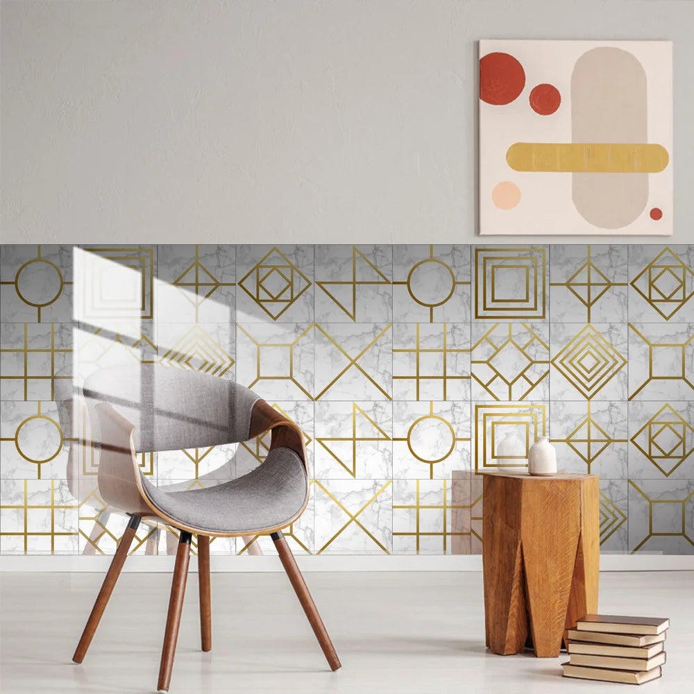 10pcs Crystal Tile Wall Stickers Self-Adhesive Kitchen Tiles PVC Backsplash Stickers Peel and Stick Bathroom Faux Stone Effect
