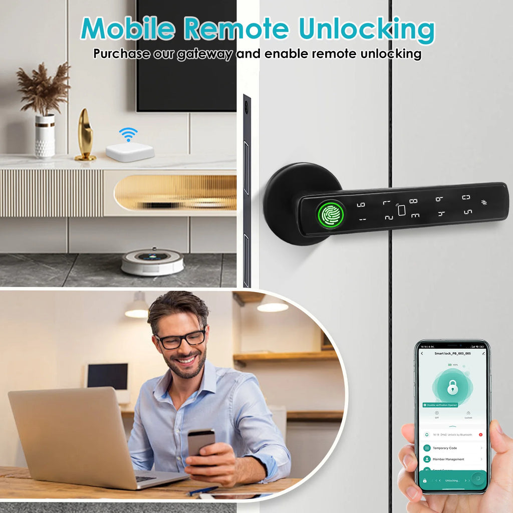 Tuya Smart Bluetooth Door Lock Biometric Electronic Lock Home Kit Smart Home Automation Home Protection Smart Life Control