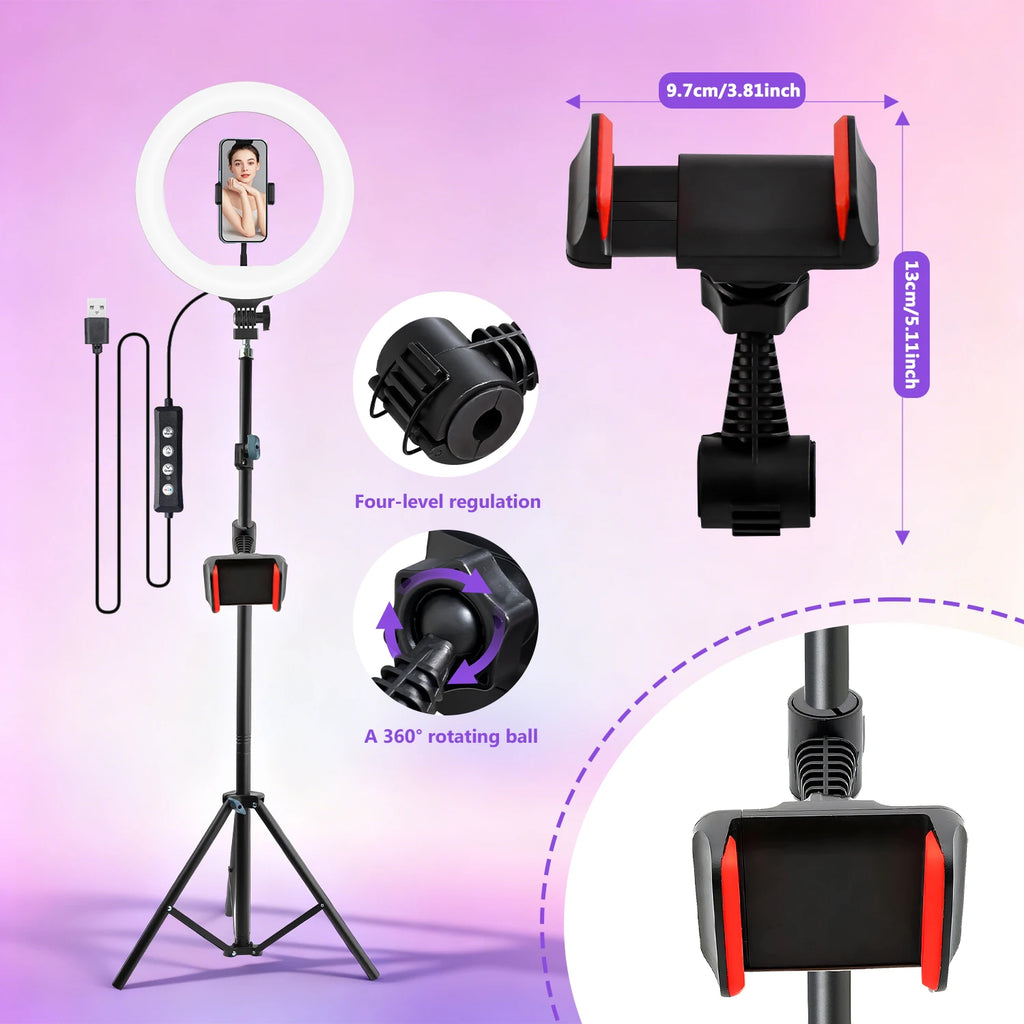 10 Inch RGB Ring Light with 70 Inch Tripod Stand - Tidesmit SM-LJ180 Tidesmit