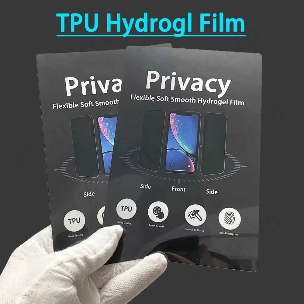 TPU hydrogel privacy screen protector film sheets, flexible soft smooth hydrogel layer