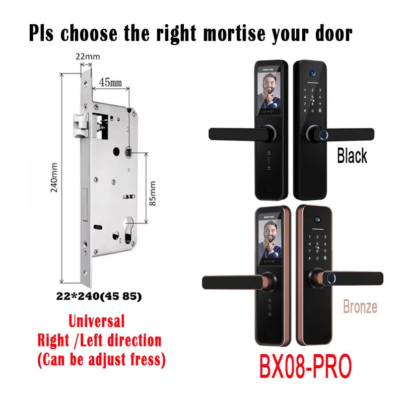 Tuya visual Wifi Digital Electronic Smart Fingerprint Door Lock With Biometric Camera intelligence Card Password Key Unlock