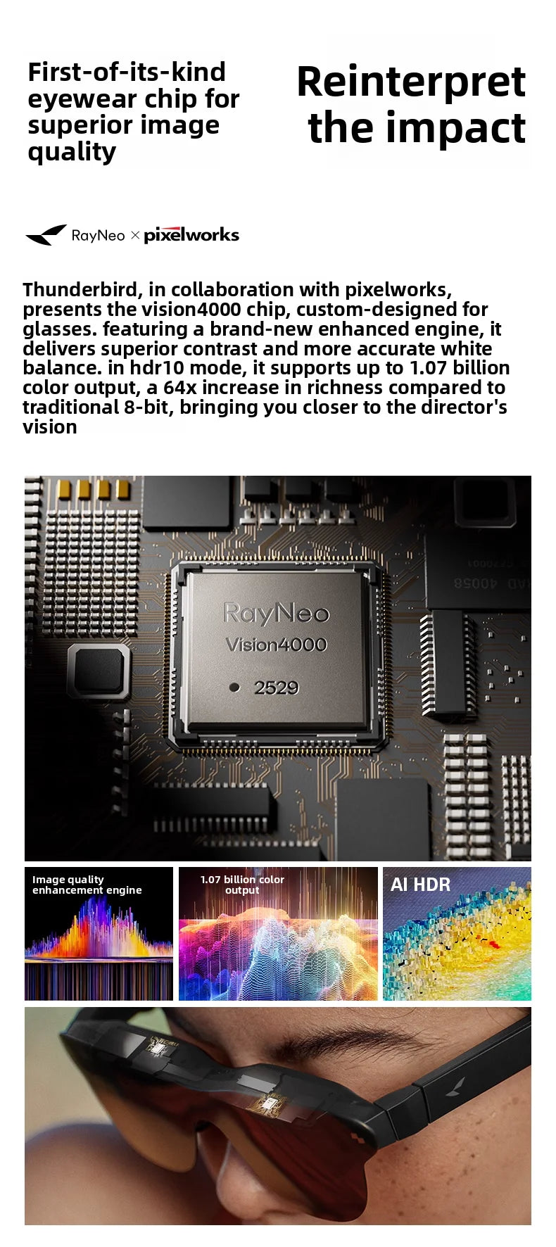 RayNeo Air 4 Pro Smart Glasses | Macro-OLED 3D Augmented Reality Display Tidesmit