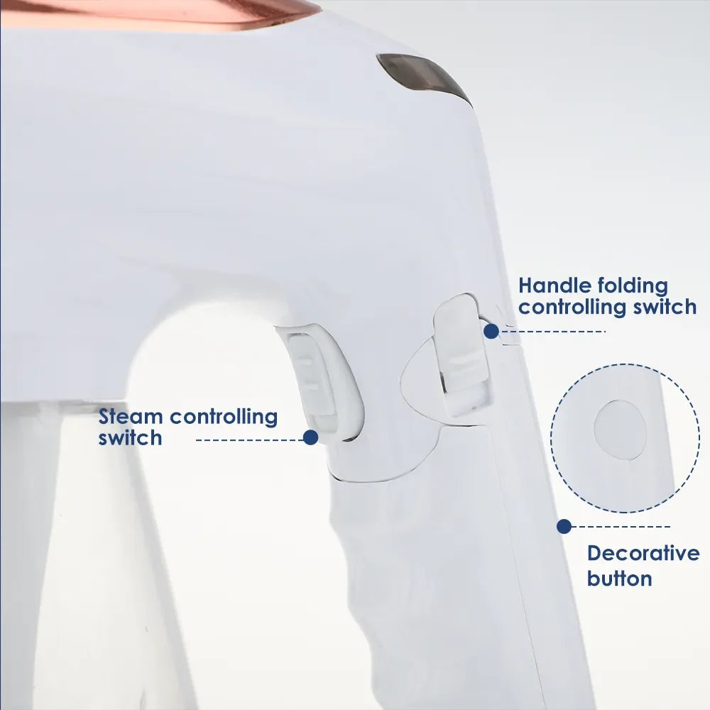 Tidesmit 1600W portable foldable garment steamer shown from a side angle highlighting compact travel-ready design.