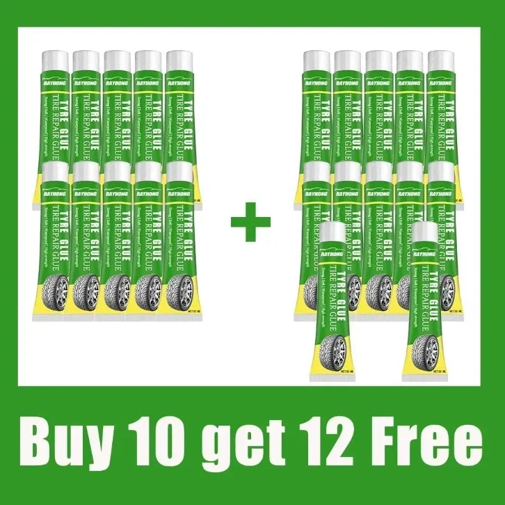 Instant tire repair glue tubes, green applicators with caps for crack hole sealing