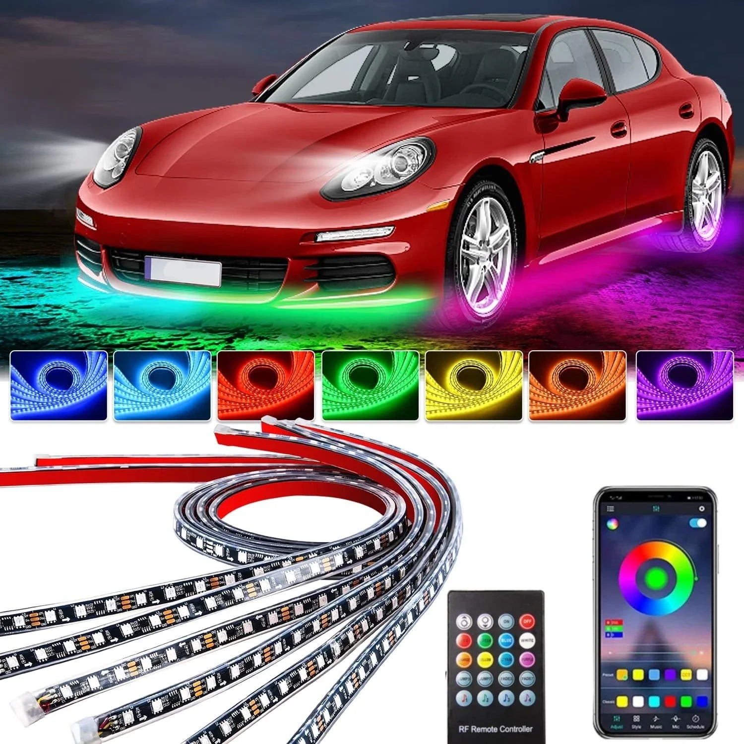 Car Underglow LED Light Kit RGB Dream Color - App Controlled Tidesmit Tidesmit