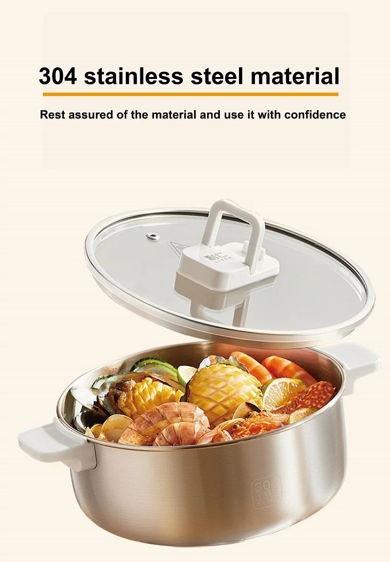 304 stainless steel electric hot pot with matching lid and side handles