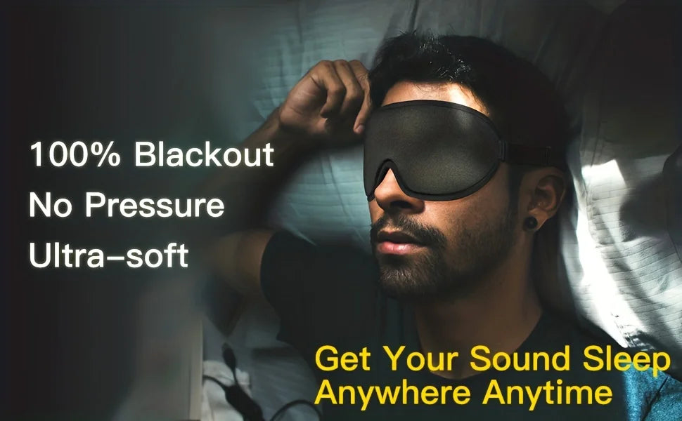 3D Sleep Mask for Men Women Soft Breathe Sleep Mask For Eyes,100% Blockout Light Eye Mask Travel Nap Rest Relax Sleeping