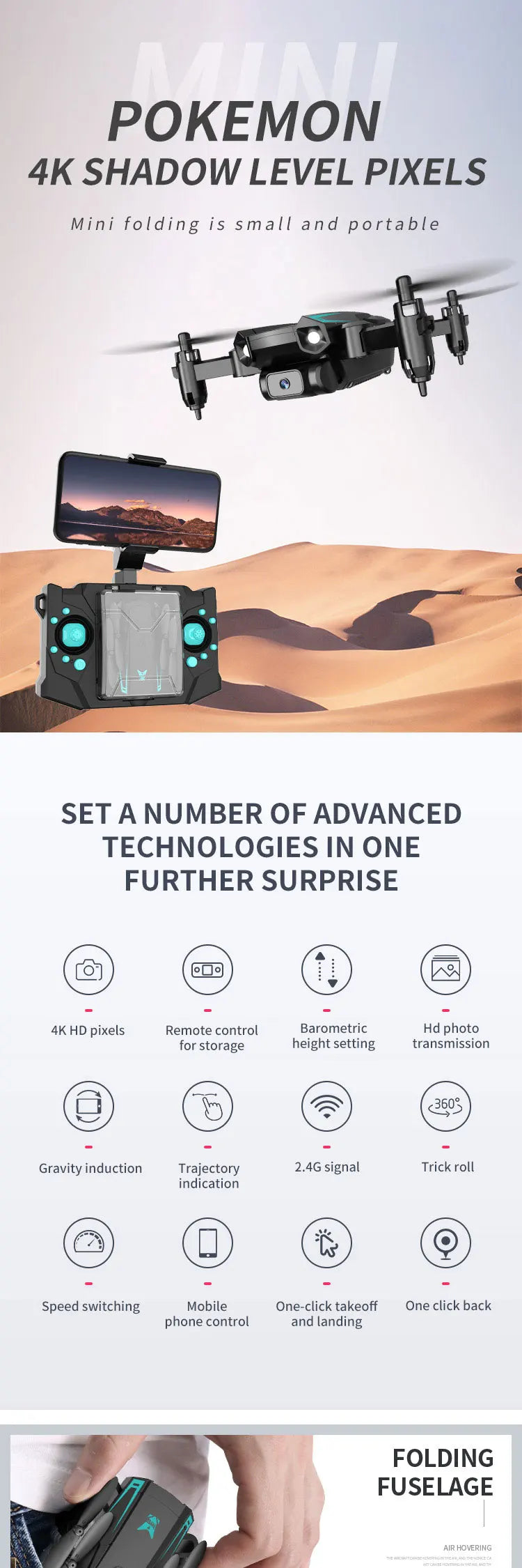 Mini 4K Camera Drone - Foldable WiFi FPV Quadcopter by Tidesmit Tidesmit